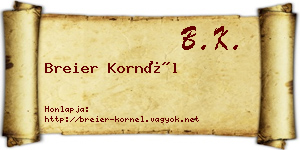 Breier Kornél névjegykártya