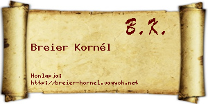 Breier Kornél névjegykártya